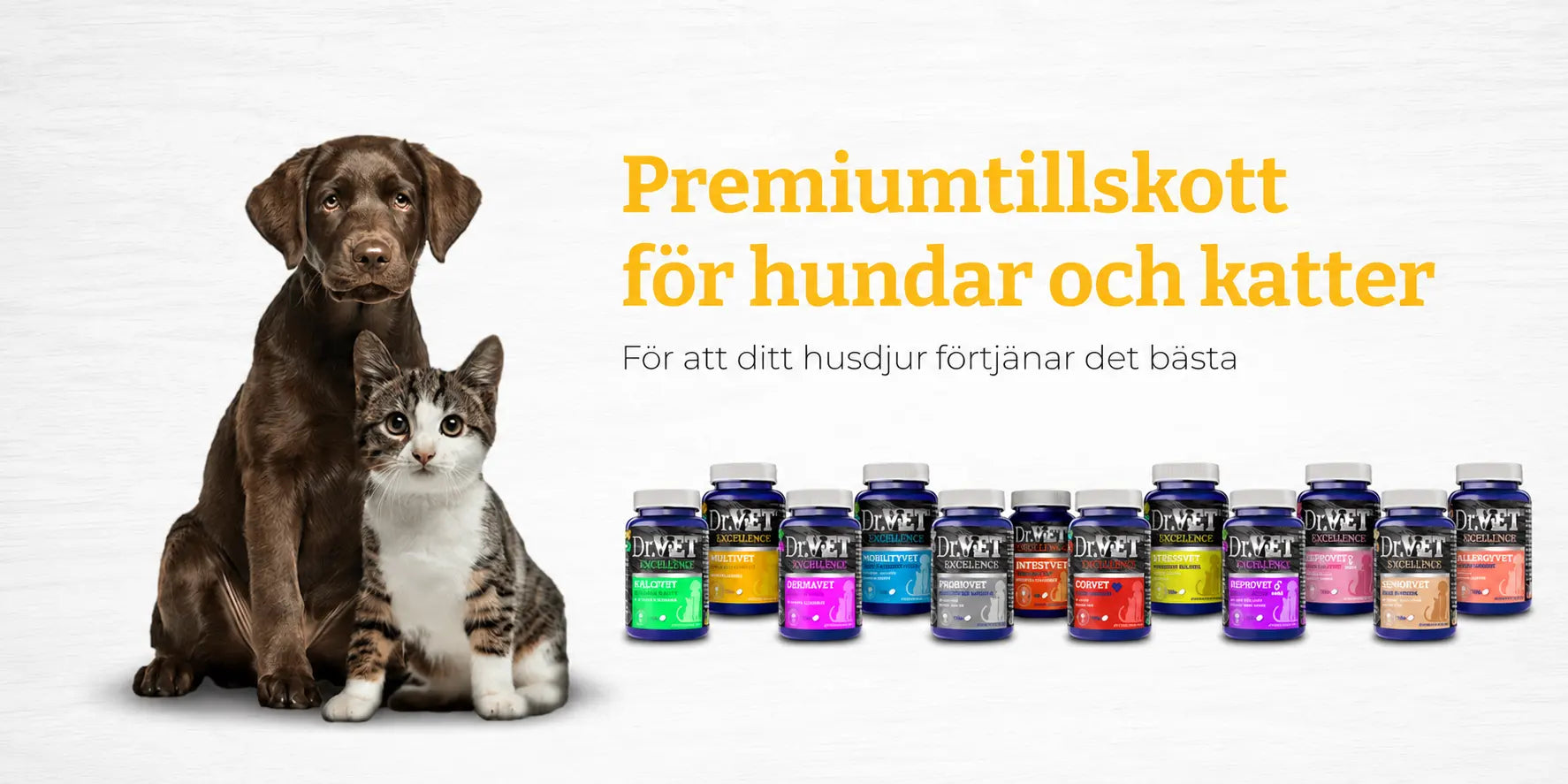 Hund och katt med Dr. VET Sverige kosttillskott